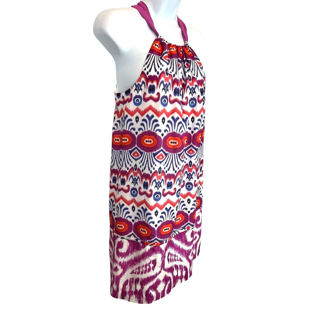 Trina Turk Blue Pink Orange Menara Ikat Genevieve Halter Dress Size 2 - Picture 6 of 15